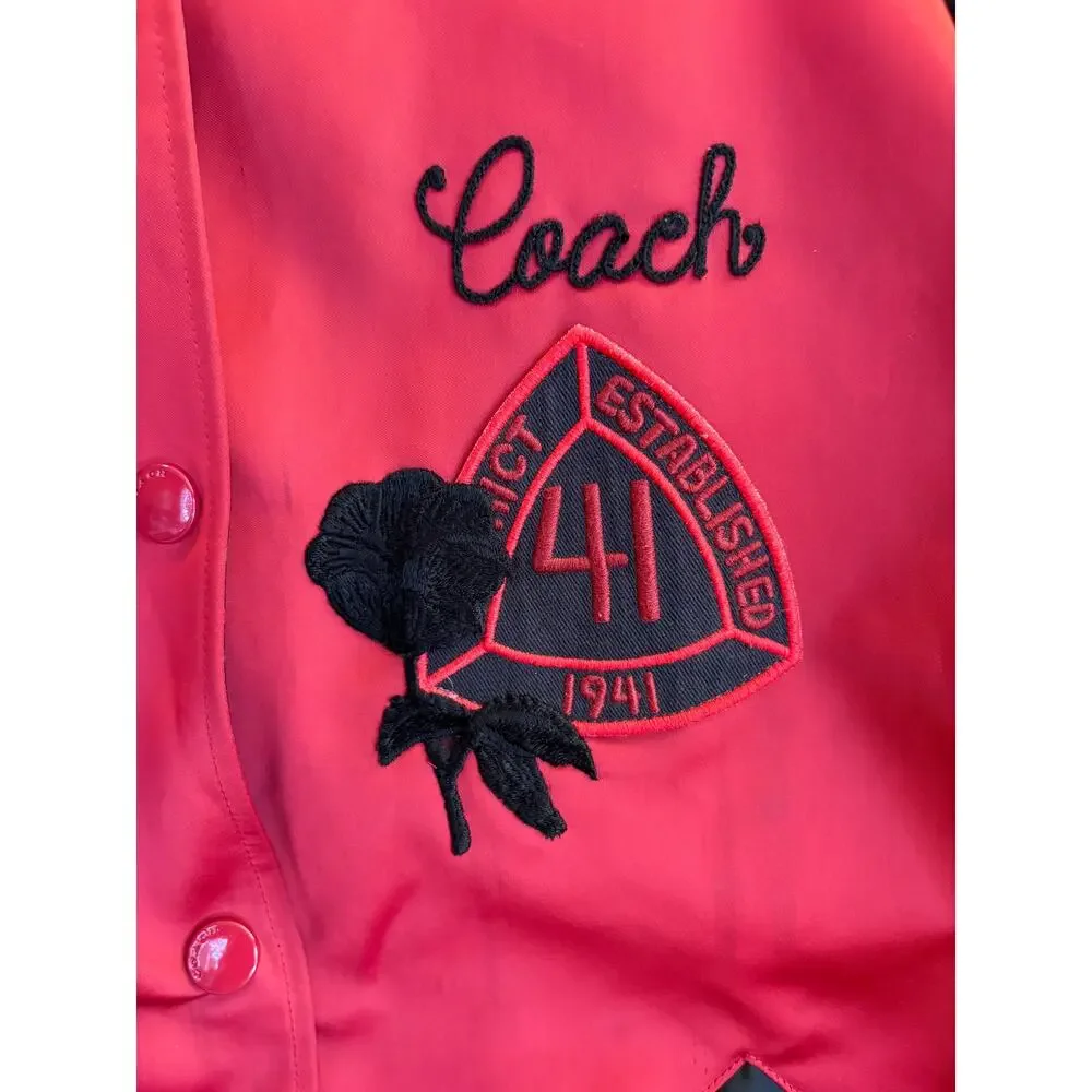 COACH Varsity Bomber Reversible Jacket in Black and Dark Red, EUC